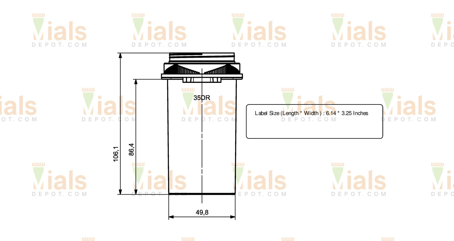 35 Dram Prescription Vial and Cap, Reversible (250 pcs/case)