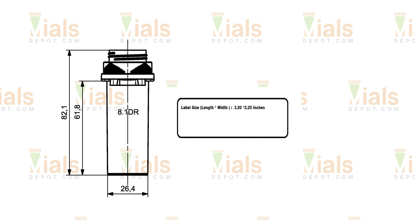 8 Dram Prescription Vial and Cap, Reversible (1000 pcs/case)