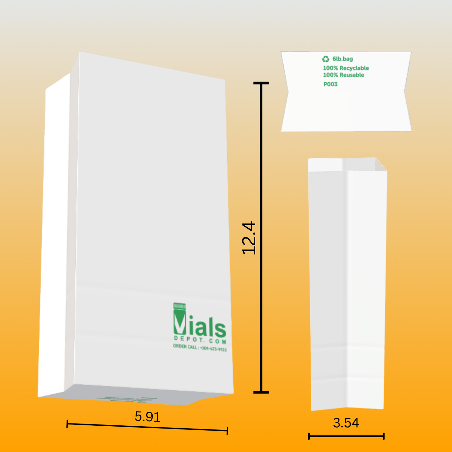 ApotheCarry FB-002 Paper Prescription Bags - 8" X 5.5" X 16" - 1000 Bags/case